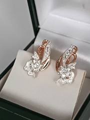 Vintage 1990-s 14 Ct Rolled Gold Zircons Earrings-Hallmarked 585 RG