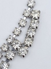 Vintage Silver Tone Crystal Rhinestone Choker Necklace Prong Set Glamour Formal