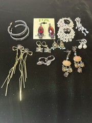 Vintage Pierced Earring Lot 10 Pairs Varied Styles Age Designs Bows Cameras Frog