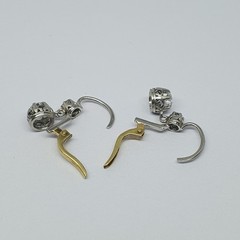 Antique Platinum Pendant Earrings With Natural Diamonds – 736