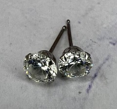 14k White Gold Posts 4.7mm Cubic Zirconia Stud Earrings