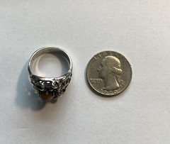 Vintage Men’s Sterling Silver Brutalist Tigers Eye Ring Modern Design Sz. 9.5″