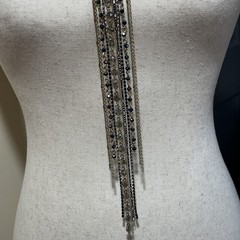 Art Deco 6-Strand Lariat Smoky Quartz Faceted Crystal Necklace w/AB; Dramatic!