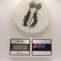 **Vintage Filigree Tassel Drop Earrings Silver Tone Statement Dangle Jewelry**
