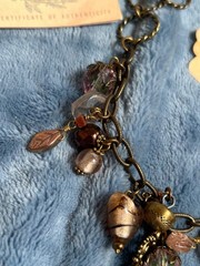 Vintage Grandmother’s Buttons glass metal multi charm bracelet new w tags