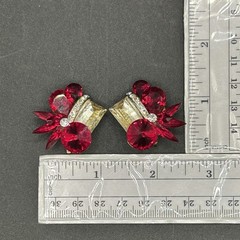 Vintage 80s 90s Stefanie Somers Red Rhinestone Clip On Earrings NOS