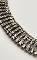 Vintage Rhinestone Choker Necklace Bracelet Set Clear Crystal Collar Bridal 16″