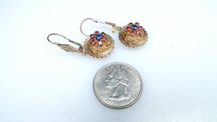 🌟Vintage 6 Grams 10K Gold Dangle Earrings w Rubies Pierced Pair