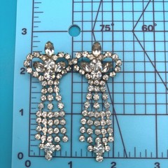 Vintage Rhinestone Dangle Earrings Silver Tone Clear Crystal Glam Party