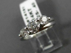 ESTATE .91CT DIAMOND 14KT WHITE GOLD 3D PAST PRESENT FUTURE TENSION RING #14161