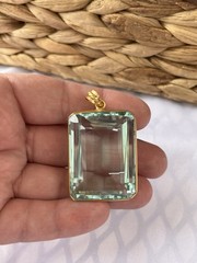 Vtg Faux Aqua Marine Glass Extra Large Pendant