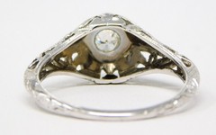 18k White Gold ART DECO 1930’s Solitaire Diamond Engagement Ring Sz 6.75+ B9185