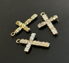 Swarovski Crystal Baguette Cross Gold Plated