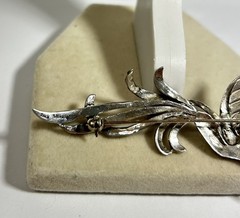 Vintage Peacock Silver Pin Brooch Gem Rhinestones Jewelry Estate Bird