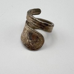 Vintage Barton Spoon Ring Size 8 Silver Plate Brutalist Modernist Artisan Patina