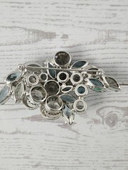 Lot Of 7 Rhinestone Brooches Silver And Gold Tone Pins