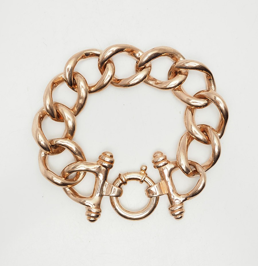 Chunky desinger gold plated sterling 925 silver chain bracelet