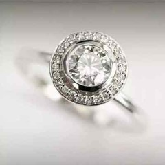 Vintage Art Deco Style Lab Created Diamond Halo 14K White Gold FN Wedding Ring