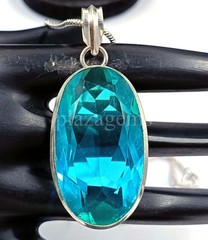 81.05 Carat Natural Blue Topaz Certified Oval 925 Solid Silver Pendant Gems 5ARZ