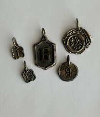 Waxing Poetic Charm Pendant Lot Of 5 Sterling Silver 925 Initial Lot B I J N O