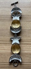 Vtg 1980s Christian Dior Celestial Sun Moon Stars Puffy Bracelet New In Box NM