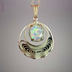 Vintage 925 Sorrento Sterling Silver Faux Fire Opal Filagree Pendant On Chain F2