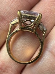 Vintage 5-Stone Engagement Cushion-Cut Moissanite & Baguette-Cut Stones Ring – 6
