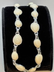 Vintage Napier Link Necklace Bracelet Cream Silver Tone