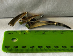 Gold Tone Vintage ZigZag Squiggle 3.5 in Brooch Pin with Locking Safety Catch