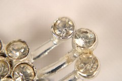 Vintage Rhinestone Pin 1.5 Inches Long Rollover Clasp Excellent Condition