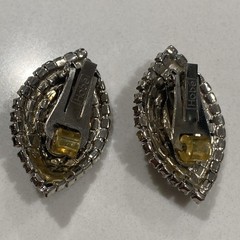 Vintage Signed HOBE Rhinestone Bib Necklace and Clip-On Earring Set
