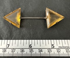 Antique Czech Citrine Color Art Deco Glass Silver Tone Jabot