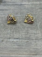 Black Hills 12k Tricolor Gold Grape Leave Earrings