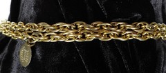 Vintage GEOFFREY BEENE Kramer Long Gold Tone Chain w Red Blue Green Pearl Beads