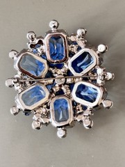 Vintage Verified JULIANA Bracelets, Brooch & Earring Set, Blue Octagon & Beads