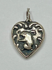 Estate Silver Heart Charm Pendant Bunny Rabbit Vintage Antique Puffy 925 US