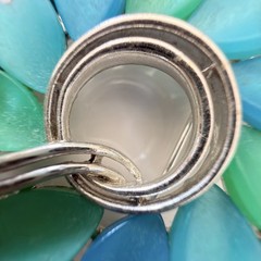 Vintage Signed LISNER Blue Green Thermoset Heart Brooch Mid Century Lucite Pin