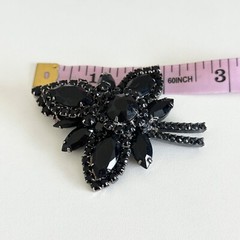 Vintage Jet Black Rhinestone Juliana? D&E Flower Plant Statement Brooch Pin