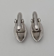 Vintage Speidel Silver Tone Eye Shaped Bullet Back Cufflinks