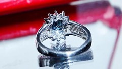 14k white gold 1.25ct natural diamond size 5.75 ring sapphire halo heated 3.35gr