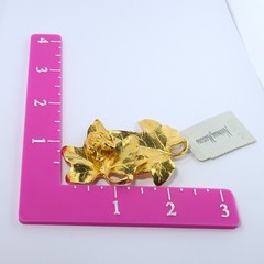Vtg Maple Leaf Frog Leaves Goldtone Jewelry Amphibian Brooch & Earrings Set