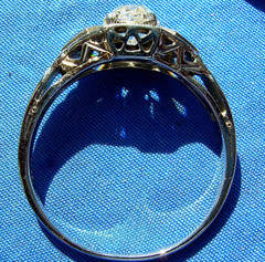 Original EARTH MINED DIAMOND Deco Engagement Ring Solid 18K WHITE GOLD Solitare