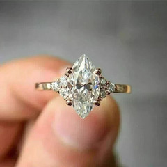 2.55Ct Marquise Cut Lab Created Diamond Engagement Wedding 14K Gold Finish Ring