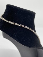 Antique Victorian Revival Silver Tone Faceted Rhinestone Bow Statement Necklace