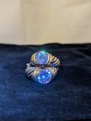 Vintage Gold And Silver Toned Earrings With Amethyst Colored Crystal