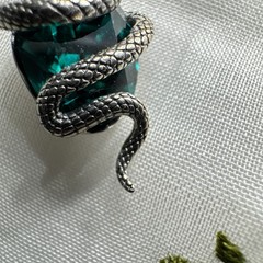 Snake Necklace 925 Sterling Green Crystal Gothic Serpent Whimsigoth Witchy Witch
