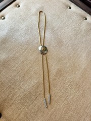 Vintage Silver Bolo Slide Necklace Gold Snake Chain Lariat Rodeo Western Rider