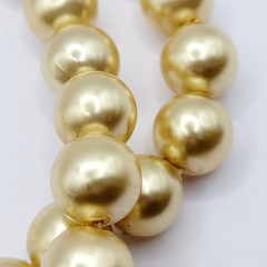 Double Strand 1950s Pearly Light Gold Color Beaded Choker Vtg Necklace 15 Inch