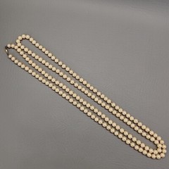 Faux Pearl Necklace Vtg Peach Beaded 8mm Knotted Dubarry Flower Clip 55″