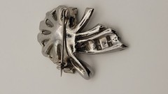 Vtg Fan/Bow Brooch & ALBION Signed Screwback Earrings Mid-century Rhinestones